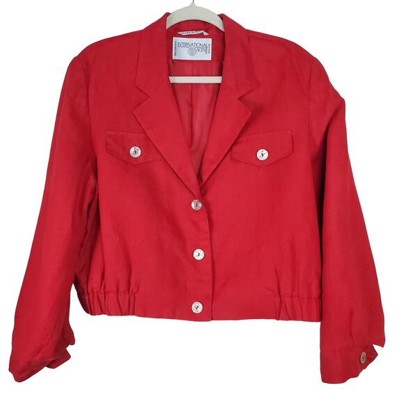 Vintage INTERNATIONAL SCENE Red Cropped Jacket | Size 10 - Picture 1 of 13